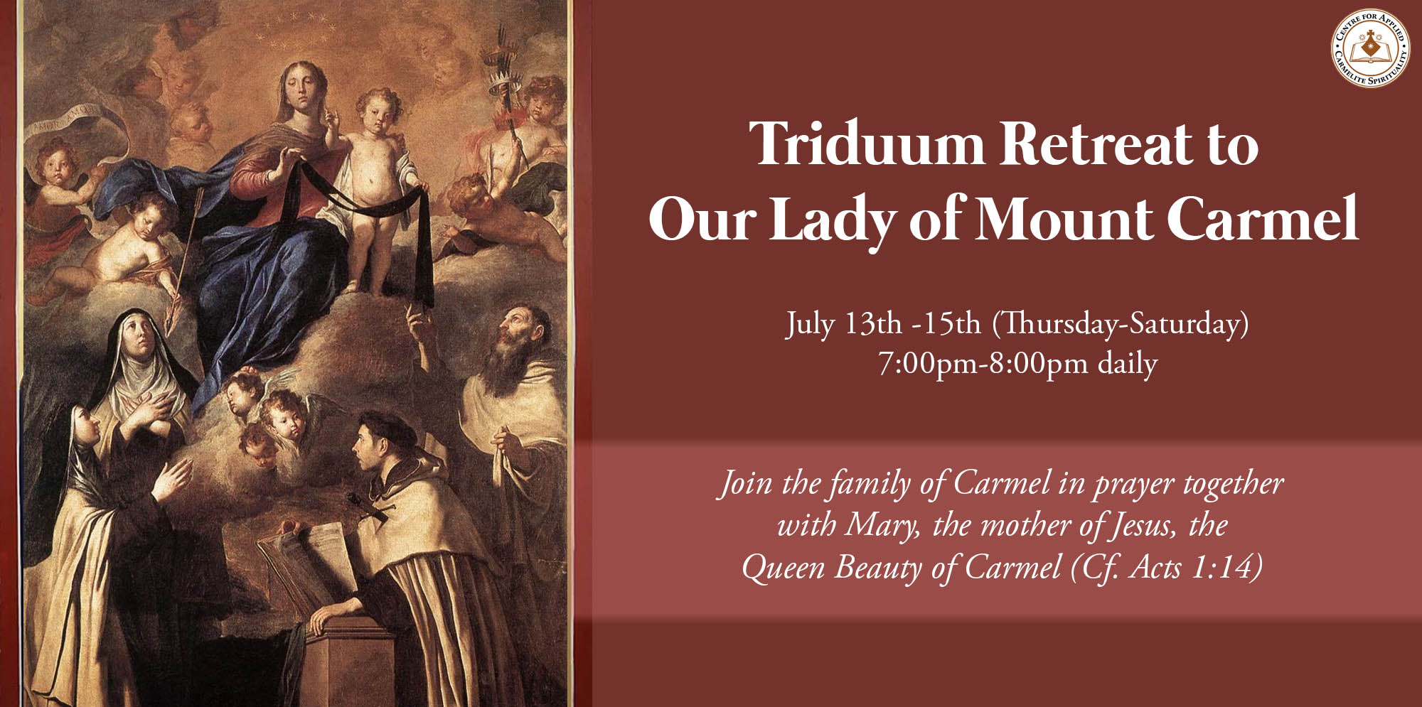 Lady of Mount Carmel Triduum 2023 Carmelite Friars